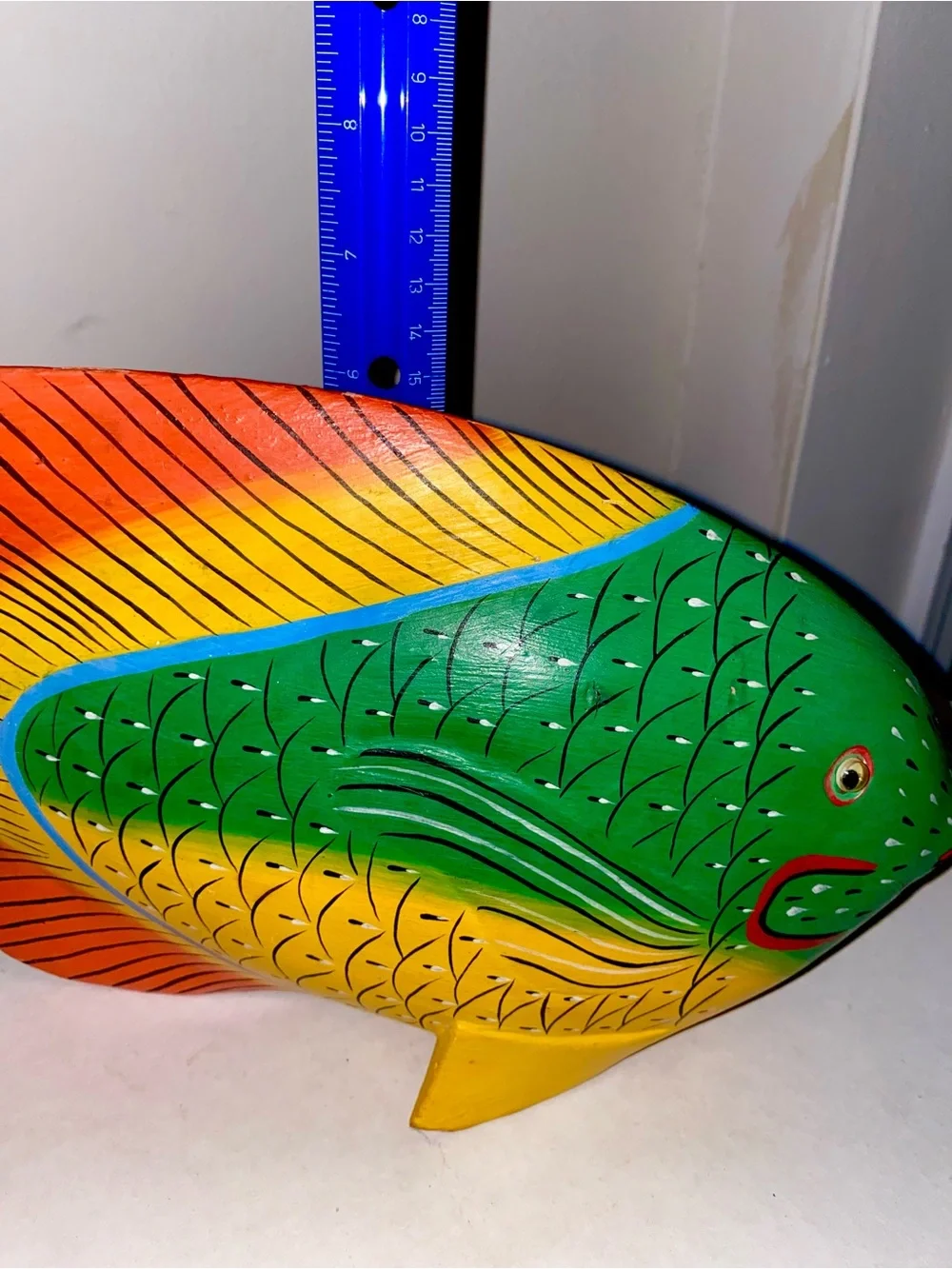 Original Handmade Hand Painted.Wood. Fish Figurines.Multicolor.Set of 2.